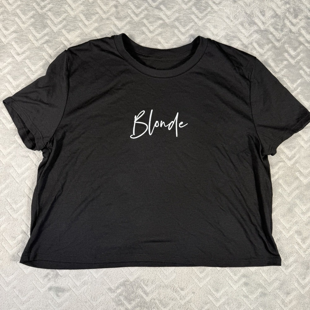 Kristin Cavallari / Uncommon James Black Crop Top Blonde Tee Rare Find Small ***